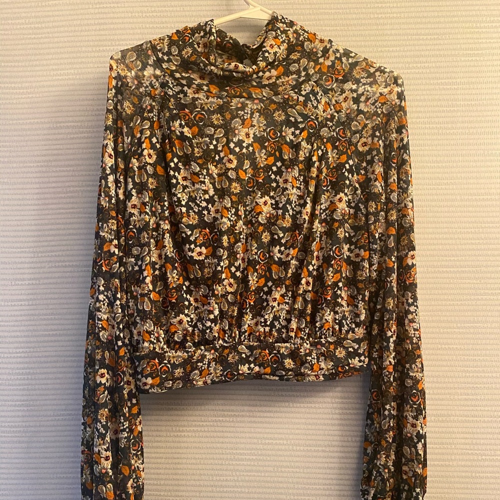 Free people mesh turtleneck blouse
